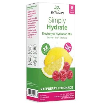 Swanson Simply Hydrate Electrolyte Mix - Sugar-Free Rasberry Lemondae Flavor - 8 Packets | Advanced Electrolyte Blend | Convenient On-The-Go Solution