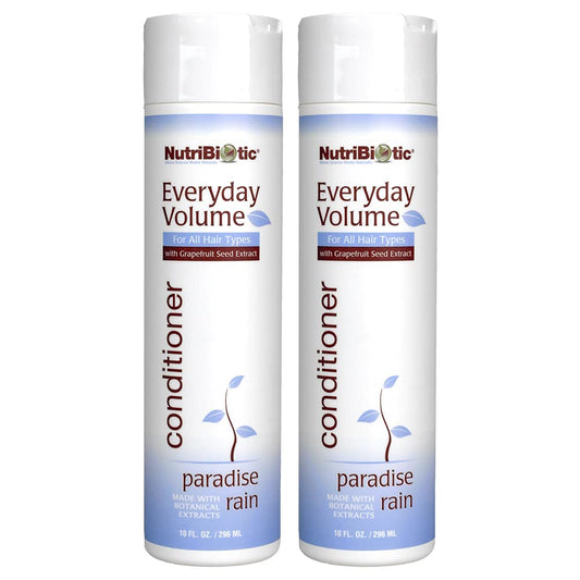 NutriBiotic - Everyday Volume Conditioner Paradise Rain, .  Twin Pack | GSE & Botanicals for All Hair Types | Free of Parabens, Sulfates, Dyes, Colorings, Cocamide DEA & Chlorine Derivatives