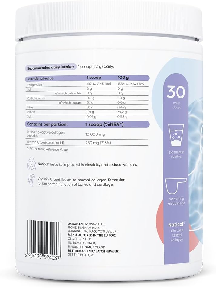 Osavi Marine Collagen – 360 g Powder | Grapefruit Flavor | Supports Skin Elasticity & Reduces Wrinkles | Naticol® Collagen Peptides from Wild Cod, Enriched with Vitamin C for Collagen Formation : Amazon.co.uk: Health & Personal Care