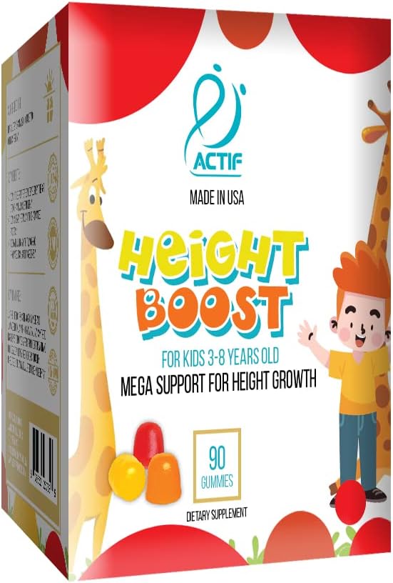 Actif Height Boost Mega Support for Kids 3-8 Years Old, Height Growth with 10+ Factors, 60 Gummies, Strawberry Flavor, Get Tall Fast Formula : Health & Household