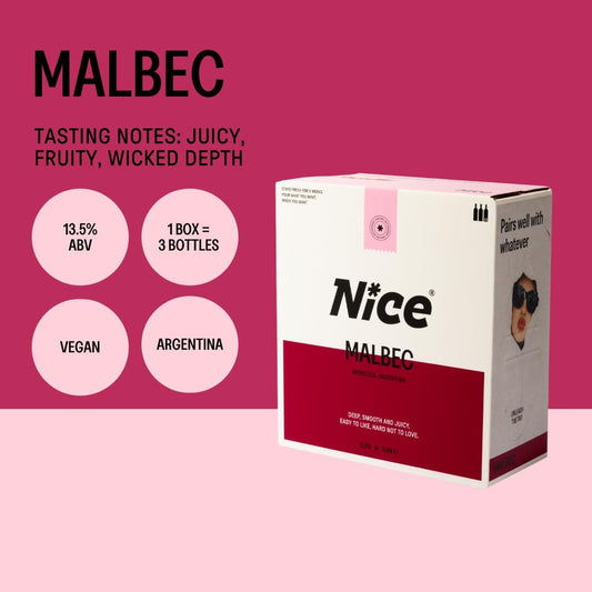 Nice Malbec, Argentinian Wine In A Box, Juicy & Fruity Red Wine From Mendoza Region, Darkly Fruity, Wicked Depth, 1 X 2.25L Boxed Wine (Pack Of 6)