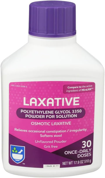 Rite Aid Laxative Powder - Polyethylene Glycol 3350, Stool Softner For Constipation Relief - 30 Doses, 17.9 Oz