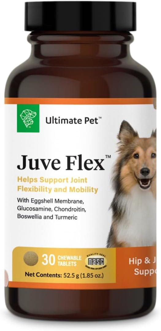 ULTIMATE PET NUTRITION Juve Flex, Hip and Joint Soothing Support Supplement for Dogs, Cartilage, Collagen and Stiffness Support, 30 Chewable Tablets : Pet Supplies