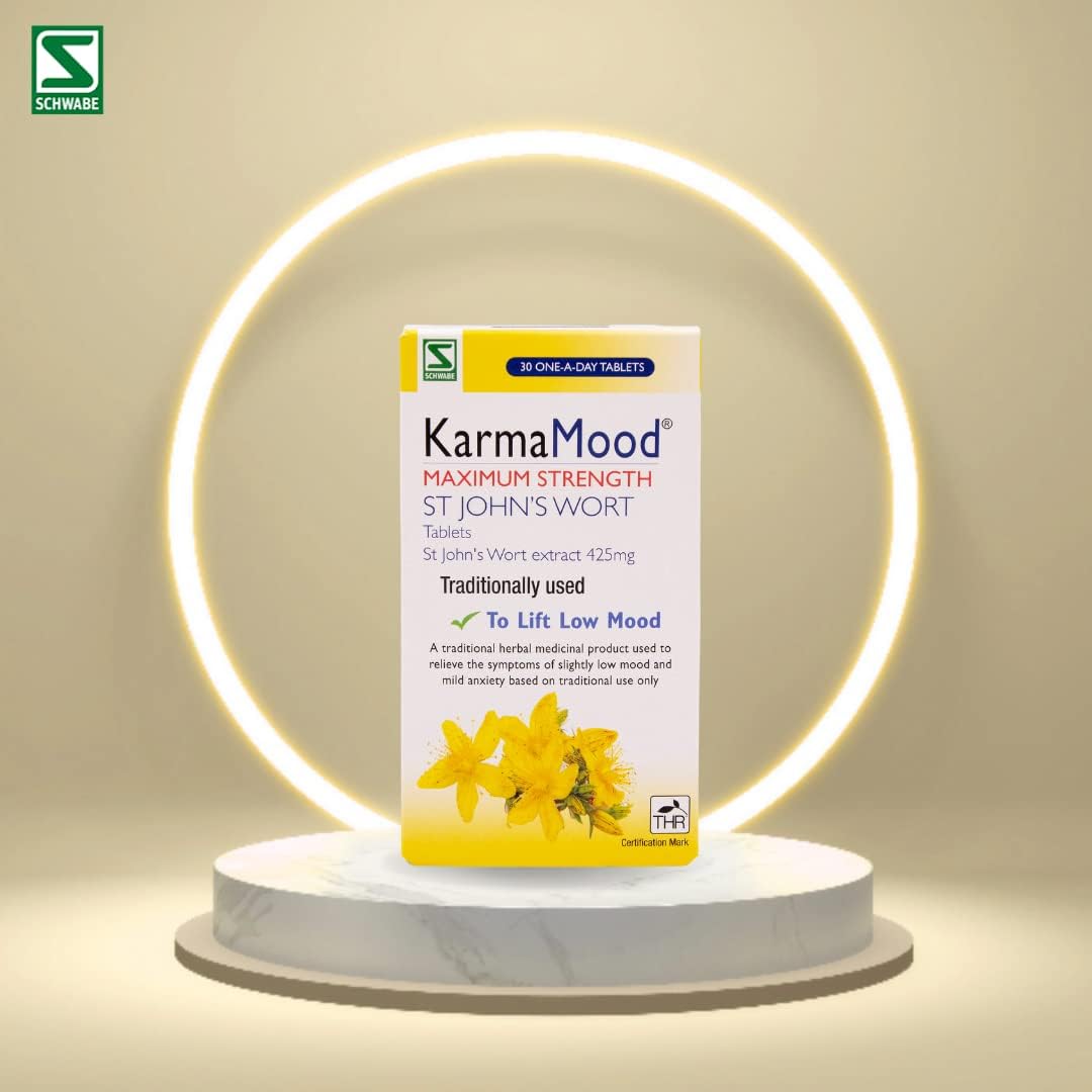 Schwabe KarmaMood Maximum Strength - St John's Wort Extract 425mg - Traditionally Used for Low Mood and Mild Anxiety - Traditional Herbal Medicinal Product - 30 Tablets : Amazon.co.uk: Health & Personal Care