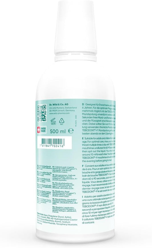Tebodont-F Mouthrinse with Fluoride, inhibits The Formation of Plaque, Prevents Tooth Decay, Cares for and Strengthens The Gums, Contains Tea Tree Oil and Sodium Fluoride : Amazon.co.uk: Health & Personal Care