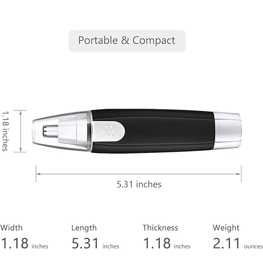 Nose and Ear Hair Trimmer for Men & Women Clipper Professional Painless Eyebrow and Facial Hair Battery Operated Waterproof Ipx7