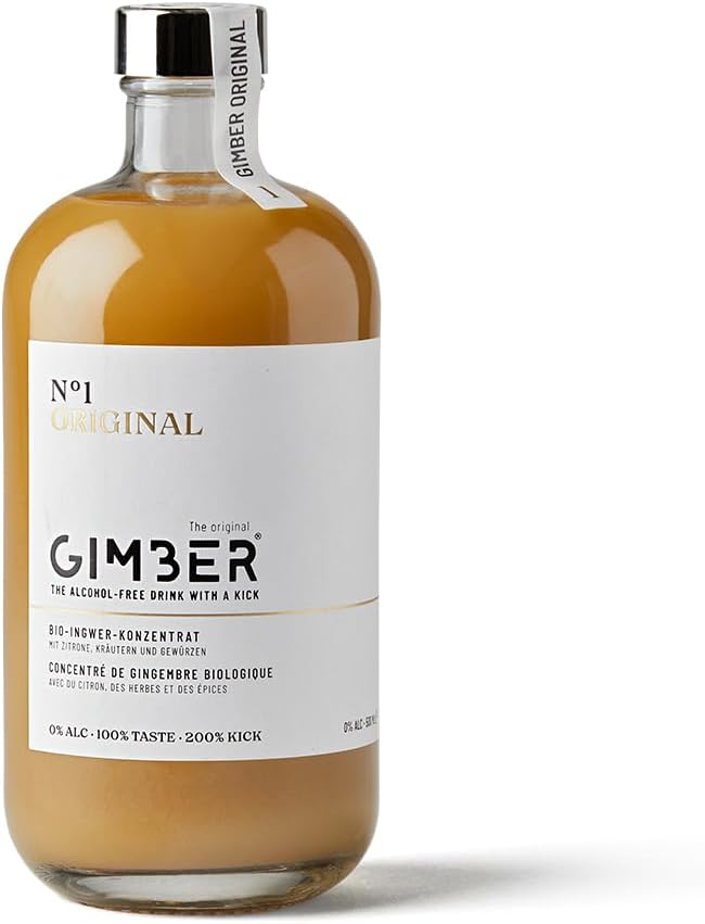 Gimber Organic Ginger Concentrate 500 Ml | Alcohol-Free Organic Drink Made From Ginger, Lemon And Herbs | Premium Ginger Essence