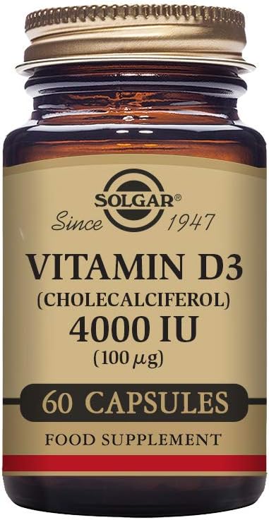 Solgar Vitamin D3 4000 Iu (100 µg) Vegetable Capsules - Pack Of 60 - Cholecalciferol - Keeps Bones And Teeth Healthy - Supports Muscle Function & Immunity - Vegetarian