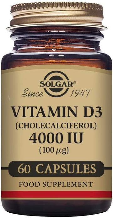 Solgar Vitamin D3 4000 IU (100 µg) Vegetable Capsules - Pack of 60 - Cholecalciferol - Keeps Bones and Teeth Healthy - Supports Muscle Function & Immunity - Vegetarian