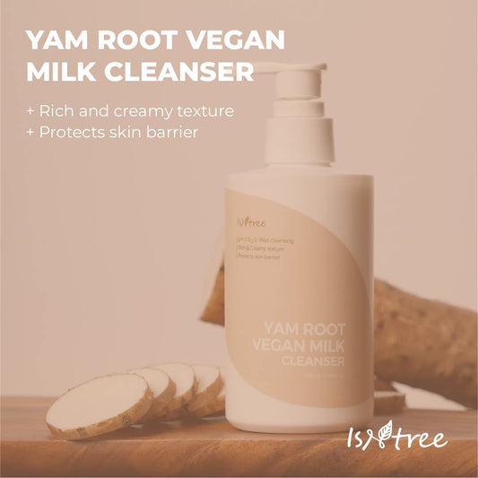 Isntree Yam Root Vegan Milk Cleanser 220Ml, 7.43 Fl.Oz | Rich & Creamy Texture | Protects Skin Barrier | Hydrating & Mild | Korean Skincare