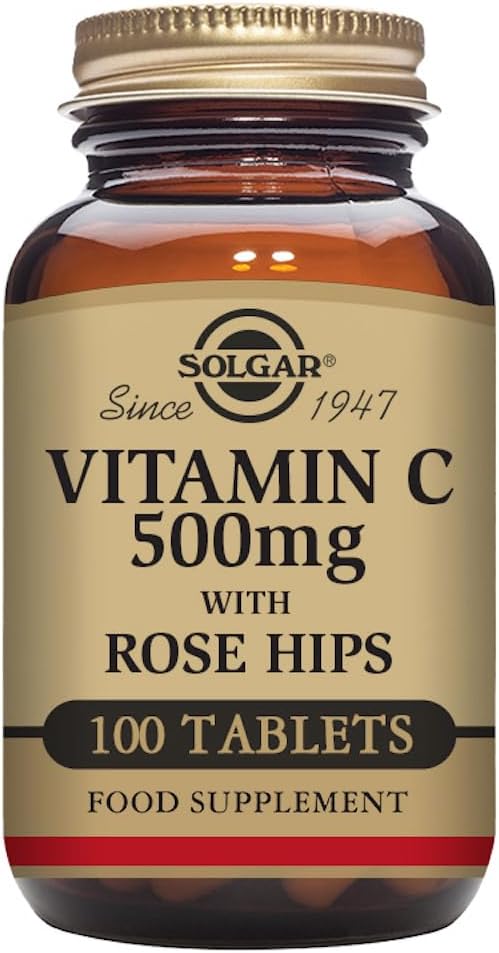 Solgar Vitamin C 500 mg with Rose Hips, 100 Tablets - Antioxidant & Immune Support - Overall Health - Supports Healthy Skin & Joints - Non GMO, Vegan, Gluten Free, Dairy Free, Kosher - 100 Servings