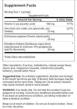 Swanson Zinc & C Lozenges w/Elderberry & Echinacea-Orange & Lemon Flavor 60 LOZ : Health & Household