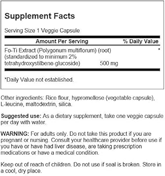 Swanson Fo-Ti Extract 500 Milligrams 60 Veg Capsules