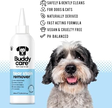 Dog Tear Stain Remover by Buddycare | Fast-Acting Tear Stain Remover for Dogs | Naturally Derived, PH-Balanced Formula (200ml)