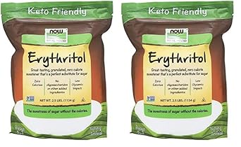 Now Foods, Erythritol, Great-Tasting Sugar Replacement, Zero Calories, Low Glycemic Impact, Kosher, 2.5-Pound (Packaging May Vary) (Pack Of 2)