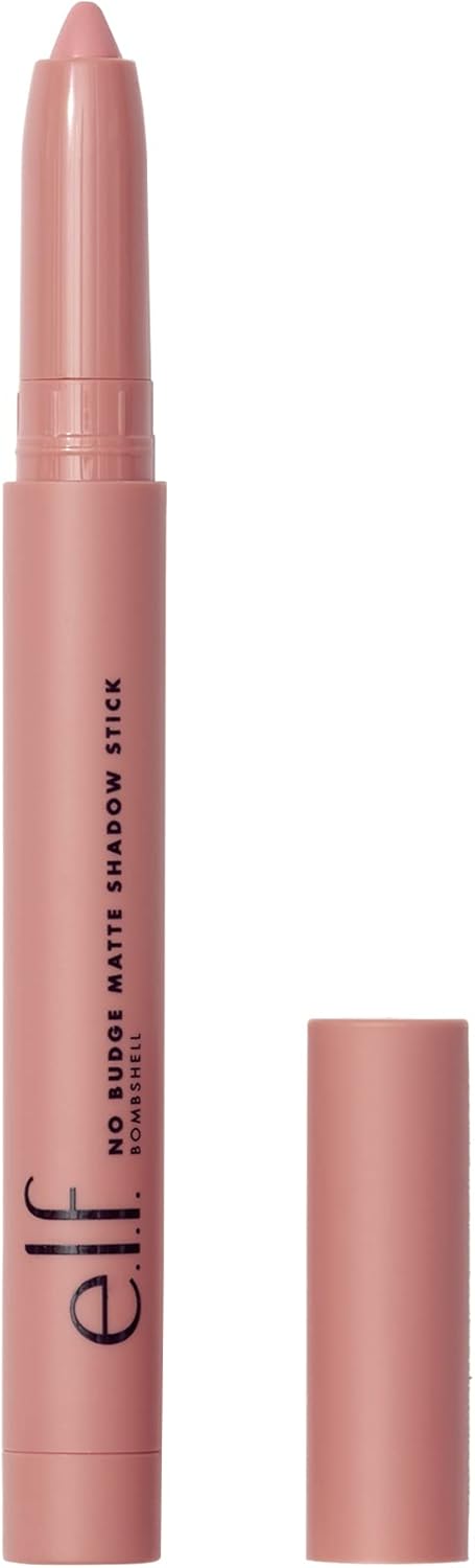 E.L.F. Cosmetics No Budge Matte Eyeshadow Stick, One-Swipe Cream Eyeshadow Stick, Long-Wear & Crease Resistant, Matte Finish, Bombshell
