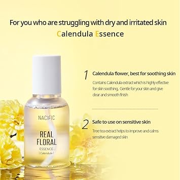 Nacific Real Calendula Floral Triple Set (Toner 180Ml, Serum 50Ml, Cream 100Ml) Potmarigold Extract, Soothing, Moisturizing, Sensitive Skin, Calms Irritated And Troubled Skin