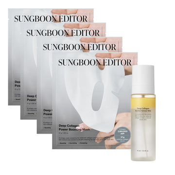 Sungboon Editor Wrinkle Free Mist Duo: Deep Collagen Power Boosting Mask Sheets (4Ea) & Deep Collagen Barrier Serum Mist, Skincare Gift Sets For Mom, Christmas Gifts For Women