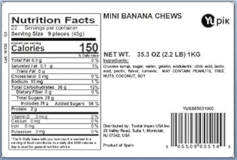 Yupik Mini Banana Chews Candy, 2.2 Lb, Pack Of 1