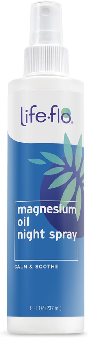 Life-Flo Magnesium Oil Night Spray | Magnesium Chloride from Zechstein Seabed | Massage onto Tired Muscles for Relaxation | with Arnica & Lavender | 8 Oz