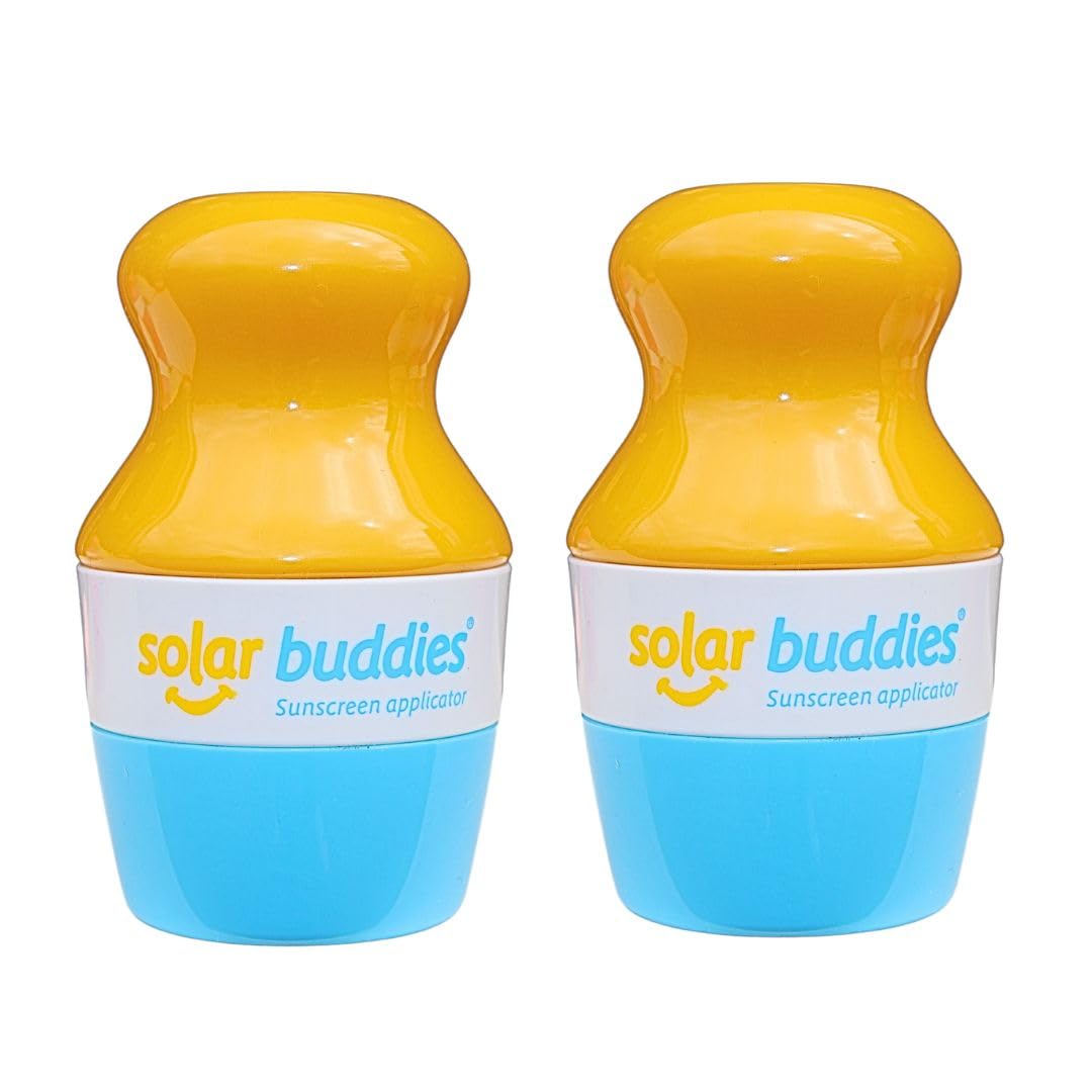 Duo Blue Pack Of Solar Buddies Refillable Roll On Sponge Applicator For Kids, Adults, Families, Travel Size Holds 100ml Travel Friendly for Sunscreen, Suncream and Lotions : Beauty & Personal Care