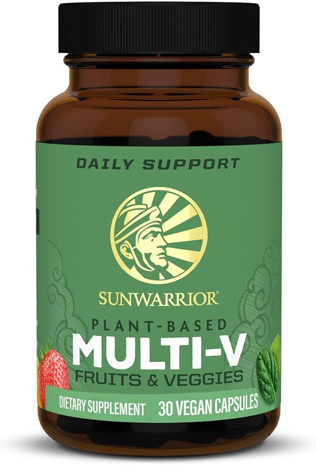 Sunwarrior Multivitamin For Men & Women From Fruit Vegetables & Whole Foods Multivitamins Vitamin D Vitamin C Vitamin E Vitamin B Complex Vegan Plant Based Gluten Free Raw | Multi V 30 Capsules