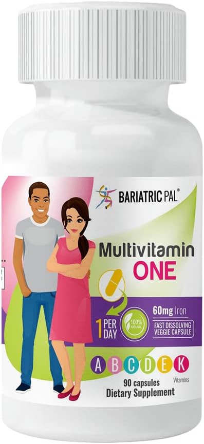 BariatricPal Multivitamin ONE 1 per Day! Bariatric Multivitamin Capsule with 60mg Iron (90 Count)
