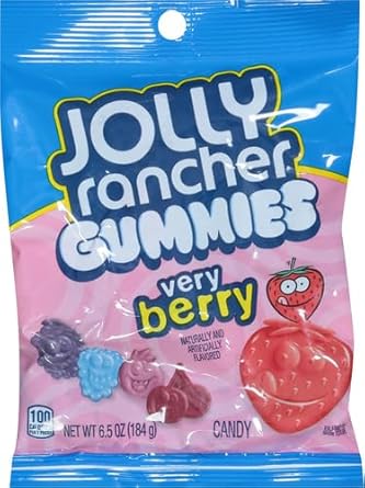 Jolly Rancher Gummies Very Berry Fruit Flavored Candy Bag, 6.5 Oz