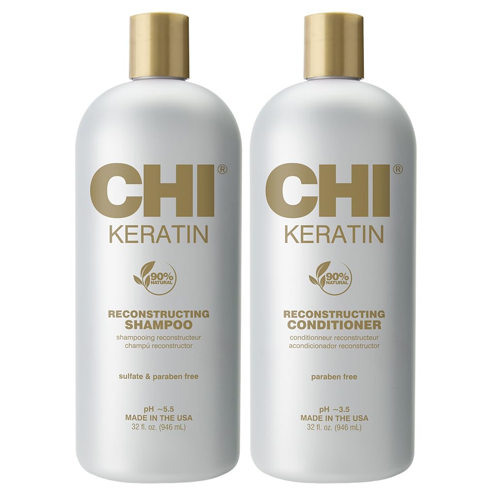 CHI Moisturize It Duo Keratin Shampoo & Conditioner Set, Hydrating Formula Restores & Strengthens Hair, Sulfate & Paraben-Free, 2 Bottles, 32 Oz