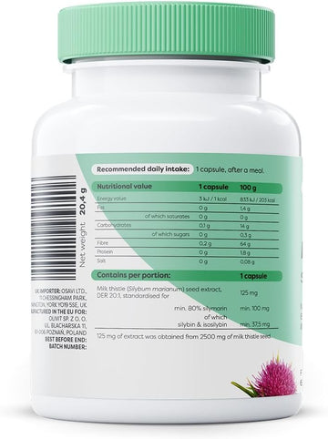 Osavi Milk Thistle, Silymarin 100 Mg – 60 Vegan Capsules | Supports Liver Function & Detoxification | Contributes To Liver Regeneration And Healthy Bile Production