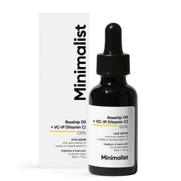 Minimalist Rosehip Oil With Vitamin C For Anti Aging & Glowing Skin | Fades Acne Marks & Scars & Reduces Photoaging | Pure & Cold Pressed | For Women & Men | 1 Fl Oz / 30 Ml