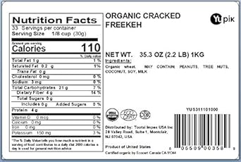 Yupik Organic Cracked Freekeh, 2.2 Lb, Non-Gmo, Vegan