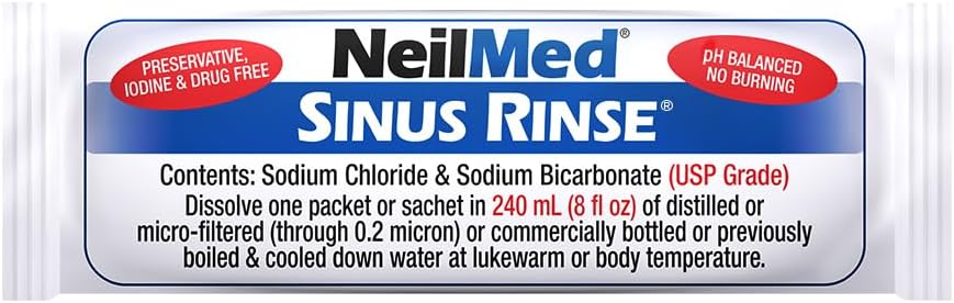 NeilMed Sinus Rinse All Natural Relief Premixed Refill Packets 100 Count (Pack of 1) : Health & Household