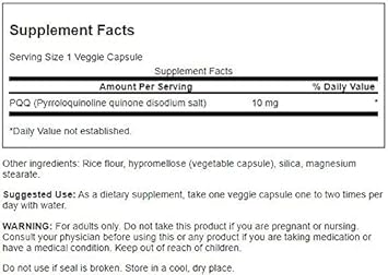 Swanson Pqq Pyrroloquinoline Quinone 10 Milligrams 30 Veg Capsules