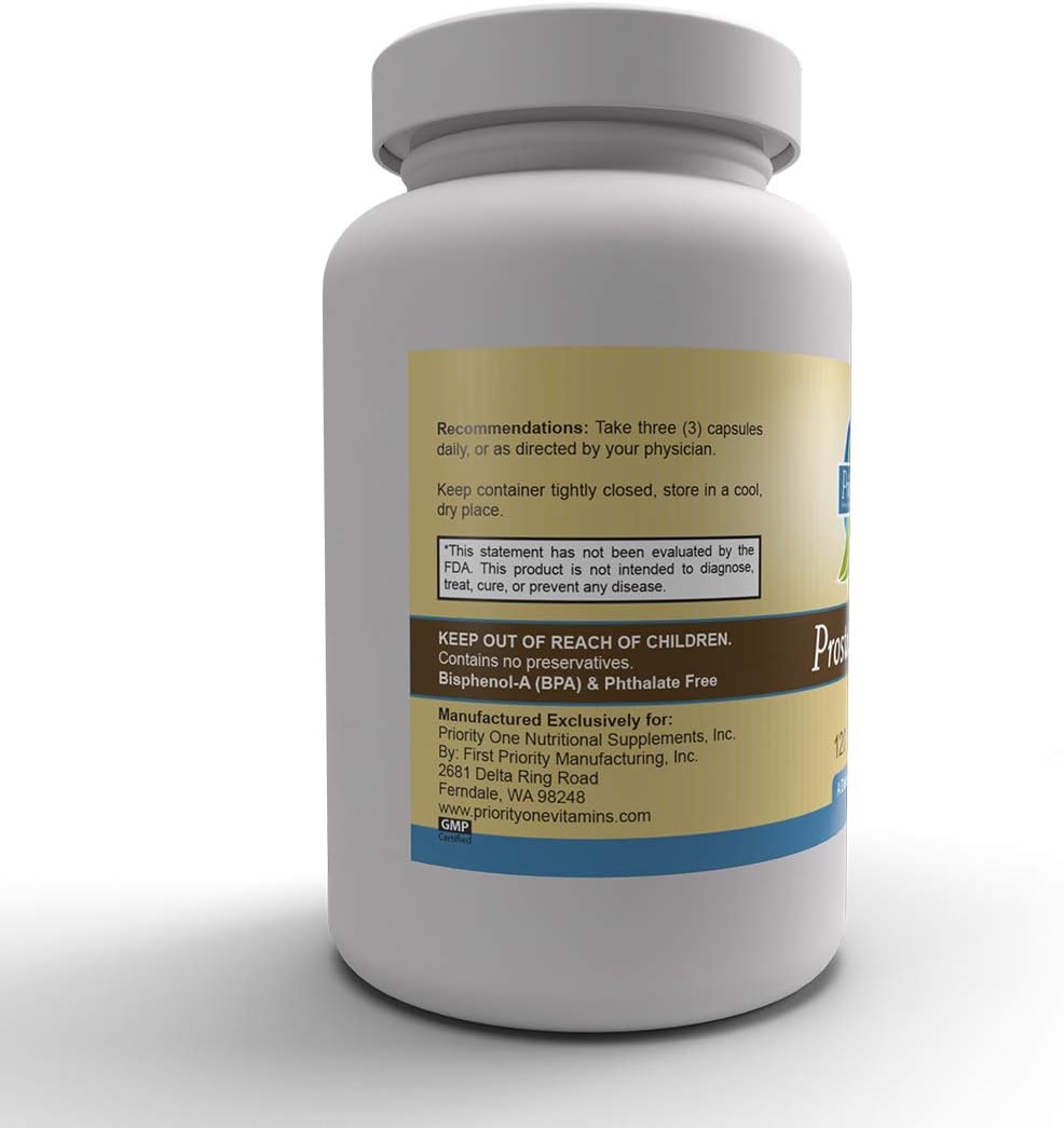 Priority One Vitamins Prostate Health 120 Capsules - Supporting a Healthy Prostate While maintaining Male Hormones Within The Normal Range with The Added Benefit of Prostate Whole Gland.* : Health & Household