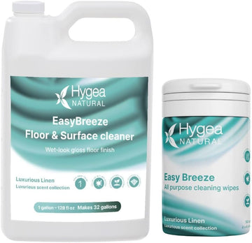 Easybreeze Ultimate Cleaning Bundle - Ph Neutral Floor & Hard Surface Cleaner With All-Purpose Wipes - Luxurious Linen Scented (1 Gallon Floor Cleaner, 50 Ct. Wipes)