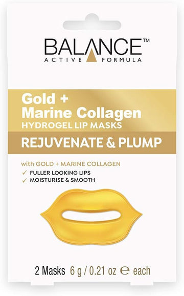 Balance Active Formula Gold + Marine Collagen Hydrogel Lip Masks (Includes 2 Masks) - Fuller Looking Lips. Moisturise & Smooth. Cruelty Free