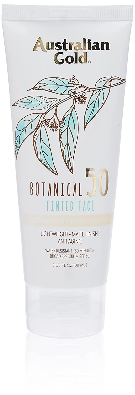 Australian Gold Botanical Sunscreen Tinted Face Mineral Lotion Spf 50, 3 Ounce | Broad Spectrum | Water Resistant