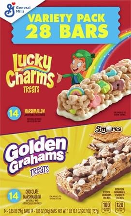 Golden Grahams Lucky Charms Breakfast Cereal Treat Bars Variety Pack, 28 ct