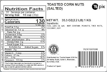 Yupik Corn Nuts, Salted Toasted, 2.2 lb