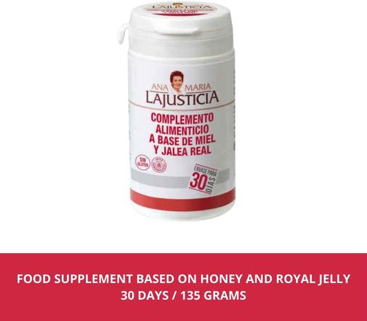 Ana Maria Lajusticia - Royal Jelly With Honey - Food Supplement - 135G - Dairy And Gluten Free. Vegetarian Friendly Perfect To Promote Vascular Health