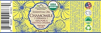 US Organic 100% Pure Chamomile (German) Essential Oil - USDA Certified Organic, Steam Distilled - W/Euro Dropper (More Size Variations Available) (5 ml / 1/6 fl oz)