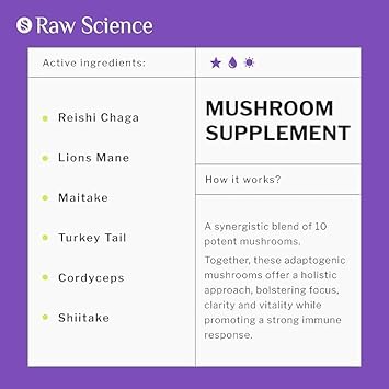 Mushroom Supplement - Shiitake Mushrooms & Lions Mane Supplement Capsules - Nootropic Mushroom Complex With Reishi, Turkey Tail & Chaga Extract - Brain Supplements For Memory And Focus - 60 Caps