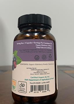 Organic Elderberry Capsules - Organic, Dried, & Pure Elderberry Sambucus Natural Immune Boost Capsules - 570 Mg : Health & Household