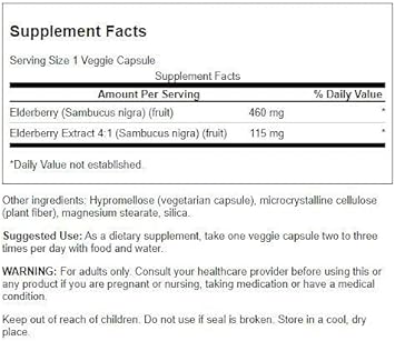 Swanson Elderberry 575 Milligrams 120 Veg Capsules