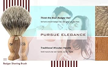 Anbbas Badger Hair Shaving Brush With Wall Mounted Brush Holder Stand For Traditional Shaving : Beauty & Personal Care