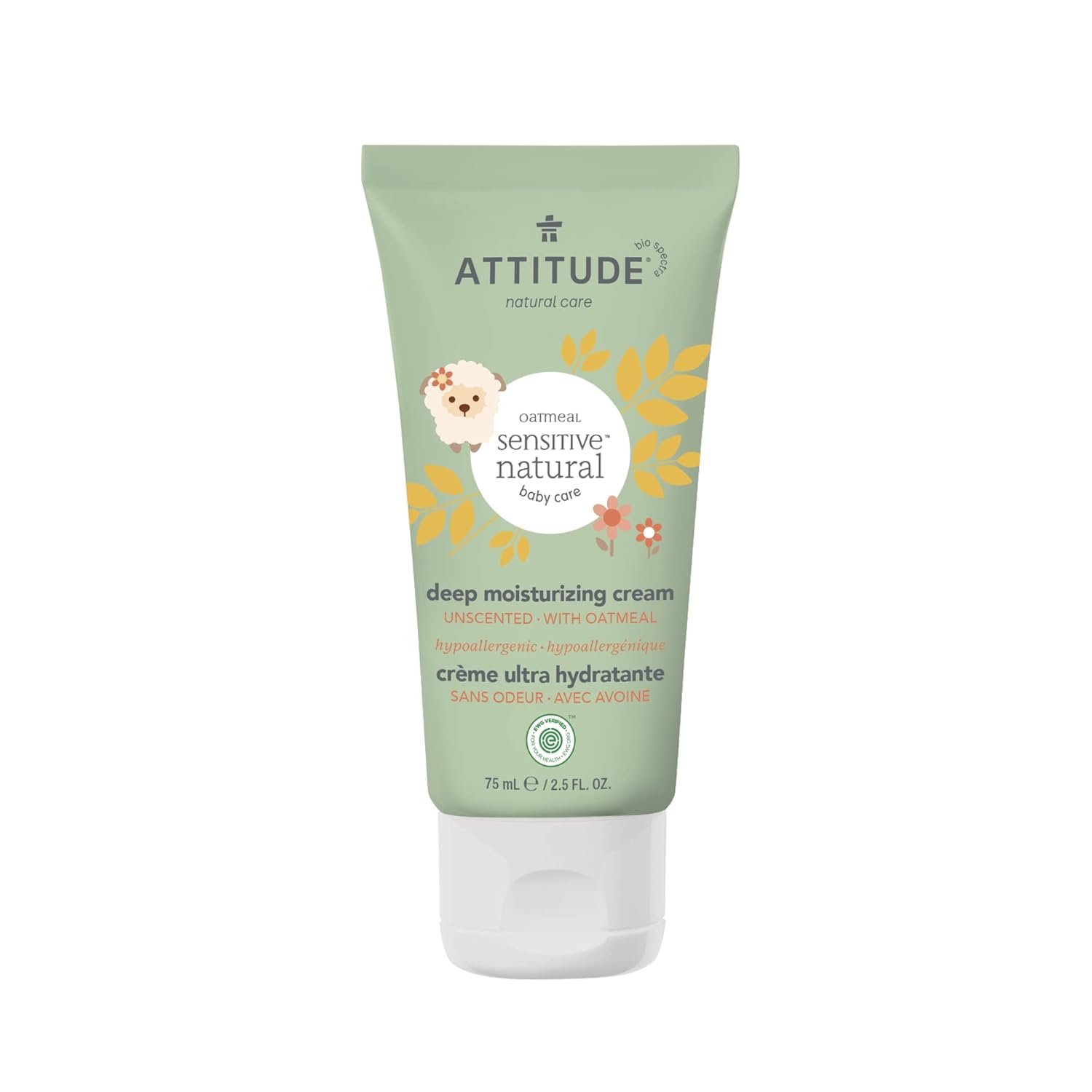 Attitude Deep Moisturizing Body Cream, Plant And Mineral-Based Ingredients, Vegan And Cruelty-Free Personal Care Products For Sensitive Skin, Unscented, 2.5 Fl Oz