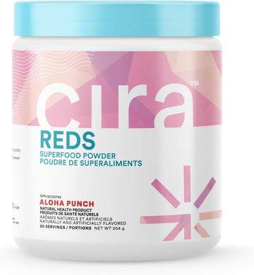 Cira Glow-Getter Reds Superfood Powder - Antioxidants & Polyphenols For Increased Energy & Gut Health - 30 Servings, Aloha Punch
