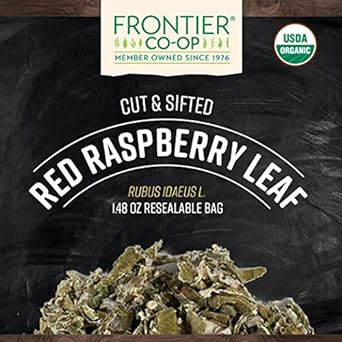 Frontier Co-op Organic Cut & Sifted Red Raspberry Leaf 1.48oz - For Red Raspberry Leaf Tea, Cafe, Restaurant Supply and More - Naturally Caffeine Free