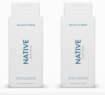 Native Body Wash Contains Naturally Derived Ingredients | For Women & Men, Sulfate, Paraben, & Dye Free Leaving Skin Soft And Hydrating | Sea Salt & Cedar 18 Oz - 2 Pk